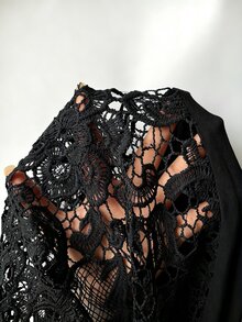 Vionelle 女款細肩帶蕾絲拼接時尚吊帶洋裝 - 黑色 - 查看 3
