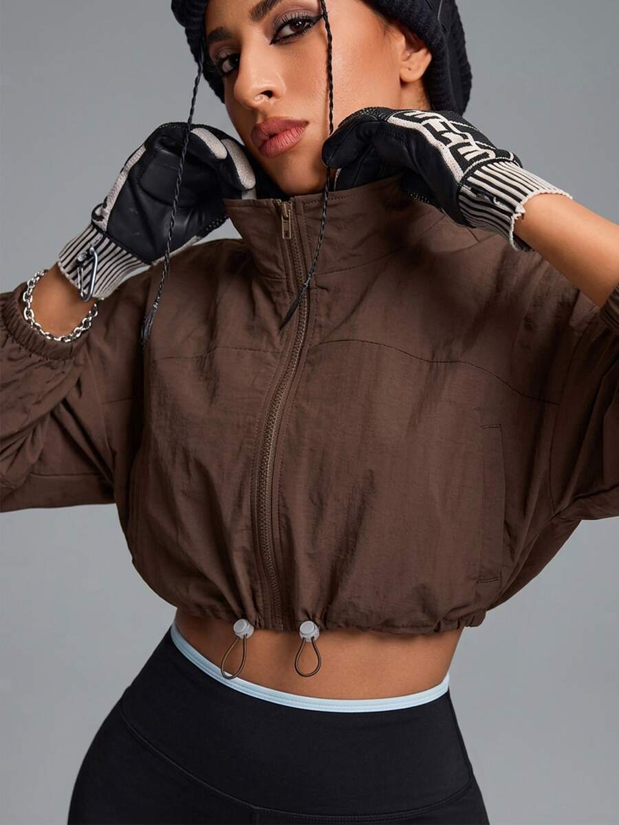 Innovista Innovista Women's Cropped Drawstring Sports Jacket Gym Jacket Workout Jacket Running Jacket Sportswear Activewear Lightweight Windbreaker Breathable جاكيت تغطية