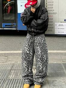 Resyla Men Autumn Outdoor Clothing, Men's Casual Long Pants, Comfortable Regular Long Pants, Simple Leopard Print Pattern, Pattern Design, Daily Wear - Multicolor - View 4
