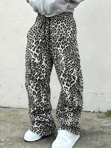 Resyla Men Autumn Outdoor Clothing, Men's Casual Long Pants, Comfortable Regular Long Pants, Simple Leopard Print Pattern, Pattern Design, Daily Wear - Multicolor - View 1