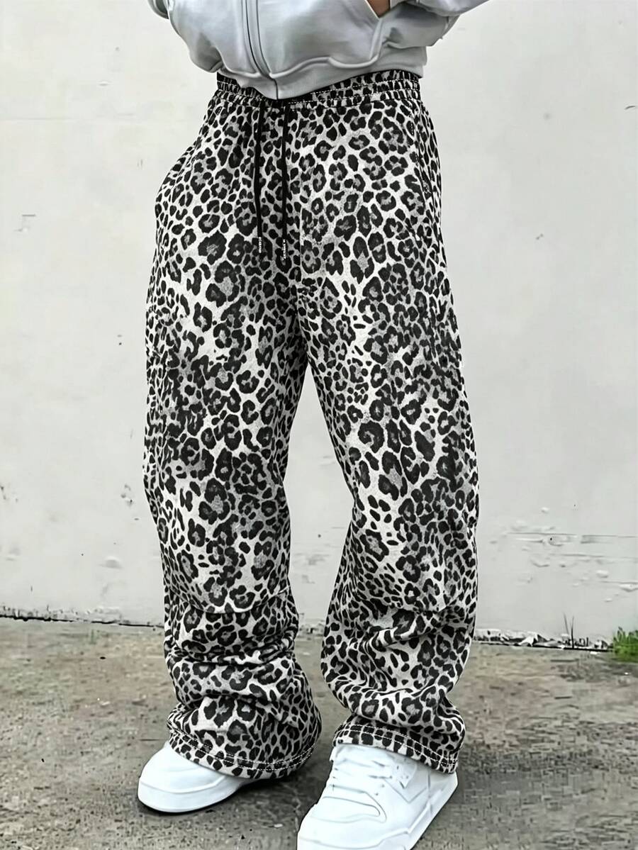 Resyla Men Autumn Outdoor Clothing, Men's Casual Long Pants, Comfortable Regular Long Pants, Simple Leopard Print Pattern, Pattern Design, Daily Wear - Multicolor - View 1
