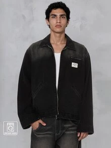 FORM&CHAOS Men's Black Vintage Washed Oxford Padded Coat - Black - View 1