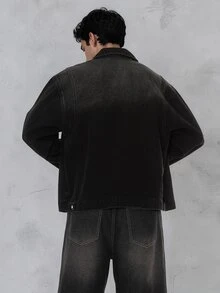 FORM&CHAOS Men's Black Vintage Washed Oxford Padded Coat - Black - View 2