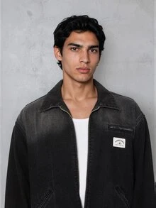 FORM&CHAOS Men's Black Vintage Washed Oxford Padded Coat - Black - View 7