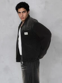 FORM&CHAOS Men's Black Vintage Washed Oxford Padded Coat - Black - View 5