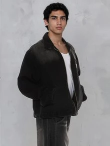 FORM&CHAOS Men's Black Vintage Washed Oxford Padded Coat - Black - View 3