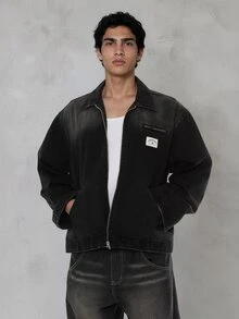 FORM&CHAOS Men's Black Vintage Washed Oxford Padded Coat - Black - View 4