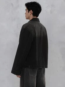 FORM&CHAOS Men's Black Vintage Washed Oxford Padded Coat - Black - View 6