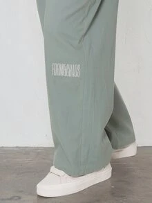 FORM&CHAOS Men's Autumn/Winter Green Vintage Diagonal Stripe Embroidered Long Pants - Green - View 4
