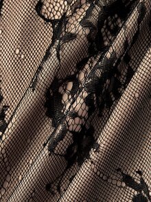 SHEIN MOD Plus Size Vintage Black Lace Trim Skirt, Retro Court Style Skirt, Elegant Romantic Lace Design Versatile A-Line Skirt - Black and White - View 8