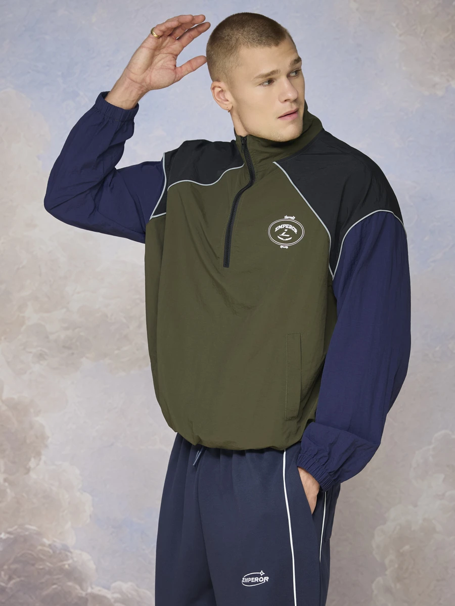 Emperor Jaket Lengan Panjang Pria Motif Huruf Warna Blok untuk Musim Gugur/Dingin - MultiWarna - View 1