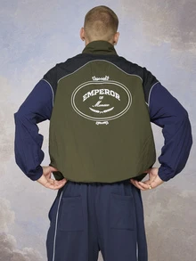 Emperor Jaket Lengan Panjang Pria Motif Huruf Warna Blok untuk Musim Gugur/Dingin - MultiWarna - View 2