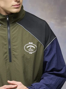 Emperor Jaket Lengan Panjang Pria Motif Huruf Warna Blok untuk Musim Gugur/Dingin - MultiWarna - View 5