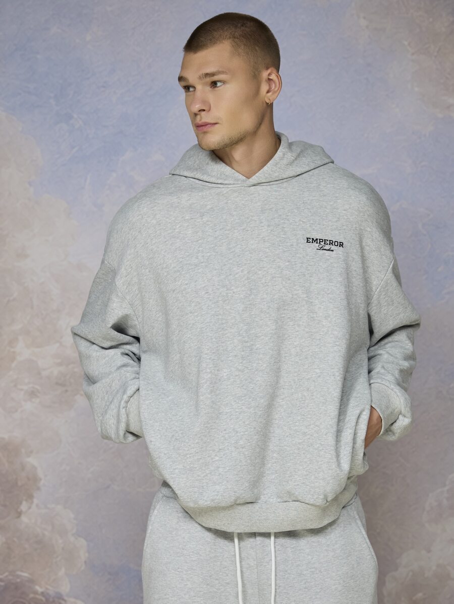 Emperor Men's Autumn/Winter Grey Oversized Hoodie - Light Grey - View 1