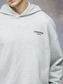 Emperor Men's Autumn/Winter Grey Oversized Hoodie - Light Grey - View 4