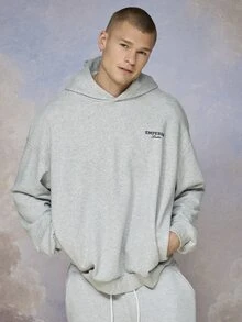 Emperor Men's Autumn/Winter Grey Oversized Hoodie - Light Grey - View 5