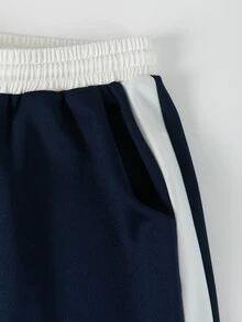 GlowEve 女款 2 件套運動服：拼色拉鍊領夾克 + 海軍藍抽繩寬腿長褲，START E 日常徒步、秋季休閒、健身、旅行適用 - 彩色 - 查看 7