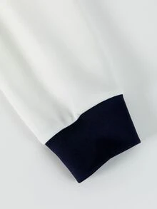GlowEve 女款 2 件套運動服：拼色拉鍊領夾克 + 海軍藍抽繩寬腿長褲，START E 日常徒步、秋季休閒、健身、旅行適用 - 彩色 - 查看 5