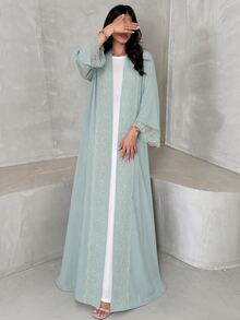 Yasmyna Set Jubah Wanita 2 Potong Kasual Longgar Elegan dengan Hiasan Renda - Mint Green - View 6