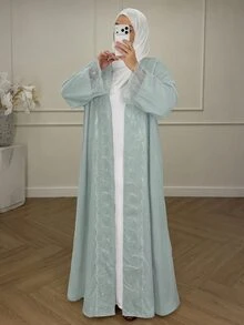 Yasmyna Set Jubah Wanita 2 Potong Kasual Longgar Elegan dengan Hiasan Renda - Mint Green - View 3