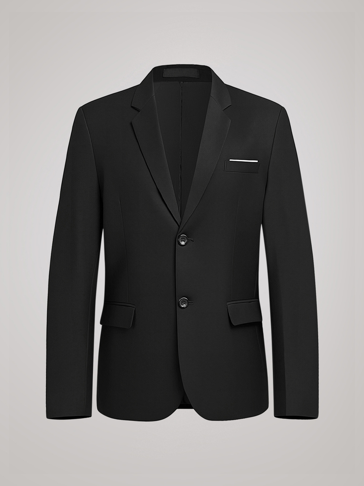 Officeau Men's Black Lapel Single-Breasted Blazer, For Formal Business/ Office - Black - View 5