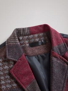 Officeau Men's Old Money Red Patchwork Contrast Color Waistcoat, For Business Formal/ Evening - Red - View 7
