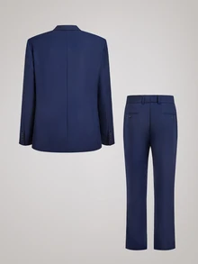 Men's 3pcs Navy Blue Peak Lapels Suits, Blazer& Vest& Pants, Tuxedos For Wedding/ Evening/ Prom/ Business - Navy Blue - View 6