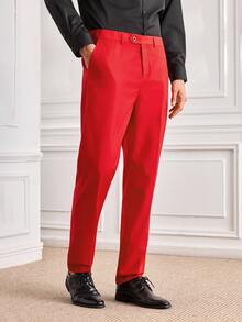 Officeau Men's 3pcs Red Colorblock Shawl Collar Luxury Suits, Blazer & Waistcoat & Pants, Tuxedos For Wedding/ Evening/ Prom - Red - View 8