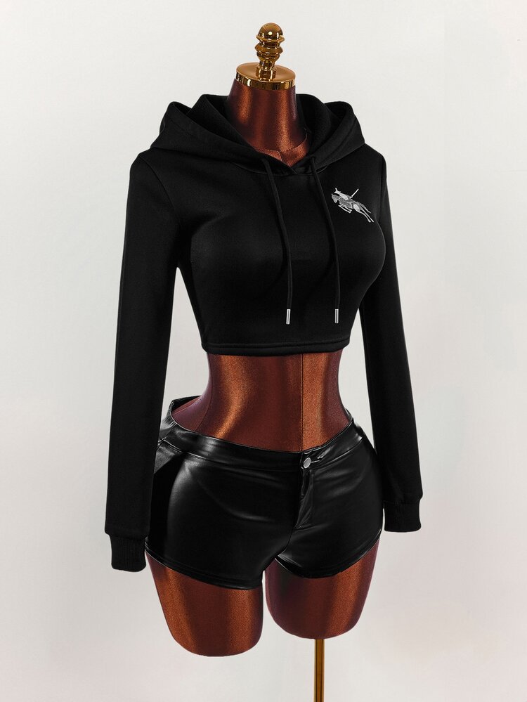 Amplova Women's Backless Criss-Cross Tie Sweatshirt With Small Horse Logo, Basic Sexy Avant-Garde Style, Suitable For Autumn/Winter Outfits - Blue - View 5