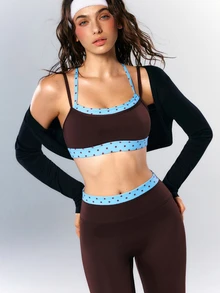 VARSIVA Set Olahraga Wanita Atasan Tank Top dan Legging Motif Polkadot Warna Blok - MultiWarna - View 6