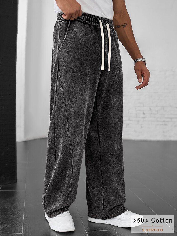 SLATEMANN Men's Drawstring Waist Casual Versatile Daily Wear Sweatpants - Black - View 6