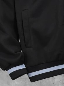 青少年男孩休閒時尚極簡牛仔V字縫線口袋連帽長袖夾克，寬鬆舒適百搭，適合秋冬春夏，日常穿著、通勤、戶外玩耍、運動、校園、街頭風、派對與拍照 - 彩色 - 查看 4