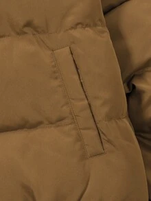 1pc Teen Boys Coffee & Cream Color Baseball Jacket, 2 In 1 Quilted Padded Coat, Suitable For Autumn/Winter Outdoor, Travel And Various Occasions - Coffee Brown - View 7