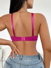 DesireSculpt Women's Solid Color Minimalist Daily Wear Underwire Bra - Hot Pink - View 2