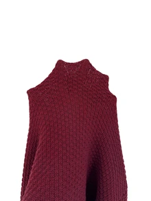 Feyla Women's Solid Color Long Sleeve Top And Skirt Knit Set - Burgundy - View 7