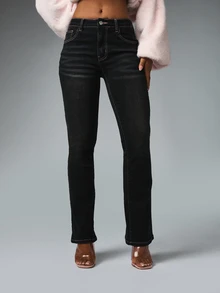 BABYPHAT Women's Casual Daily Travel Denim Jeans With Pockets And Buttons - Black - View 5