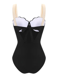 Swim Oasis 2026 Spring/Summer New Fashion Vacation Hard Cup Contrast Color Plus Size Women One-Piece Swimsuit + Skirt Premium Set Beachwear - Black - View 5