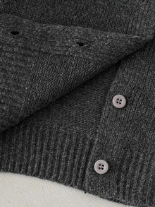 Young Girl Sweater Set, New Autumn/Winter Outfit, Charcoal Grey Contrast Light Grey Ruffle Cardigan + Wide Leg Ruffle Light Grey Pants Set - Multicolor - View 10