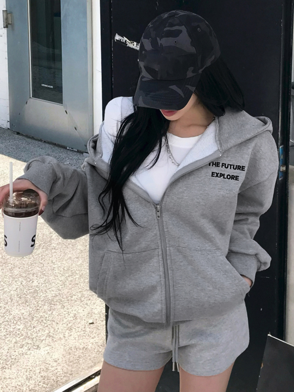 Women's Loose Letter Print Hooded Long Sleeve Thermal Lined Casual Streetwear Sweatshirt, Autumn/Winter