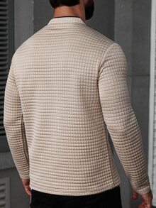 Manfinity CasualCool Camisa polo de manga larga a cuadros para hombre, Old Money, Otoño - Caqui - Ver 7