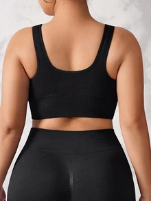 Rhythm Era Plus Size Women's Seamless Sports Bra In Black - Black - View 3
