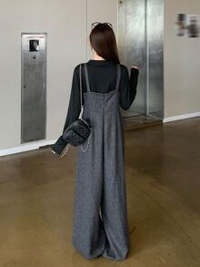 DAZY Women's High Waist Spaghetti Strap Bowknot Decor Jumpsuit - Grey - View 7