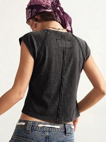 Bohemela Women's Sexy Fashion Letter Print Crew Neck T-Shirt - Black - View 6