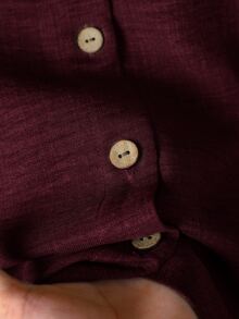 Rusticease Women's Solid Color Single-Breasted Knot Sleeve Shirt And Pants Casual Two Pieces Set Brunch Autumn Autumn - Burgundy - View 6