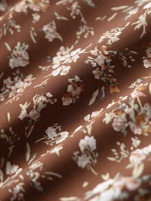 Rusticease Women's Floral Print Round Neck Long Sleeve Dress Picnic Brown Floral Autumn Cottage Core Boho - Multicolor - View 6
