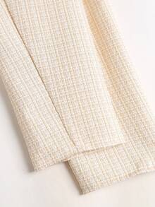 Sweetra Women's Sweetro Elegant French Commute Office Square Neck Slim Fit Flattering Jacket Beige Autumn - Apricot - View 5