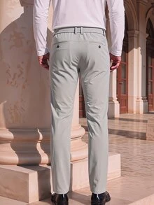 Officeau Men's Light Grey Straight Leg Dress Pants, For Business Casual/Commuting, Gift For Father/Husband - Light Grey - View 6