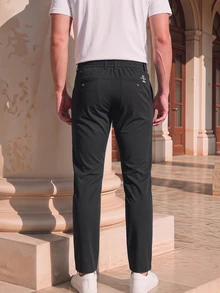 Officeau Men's Black Straight Leg Dress Pants, For Business Casual/Commuting, Gift For Father/Husband - Black - View 4