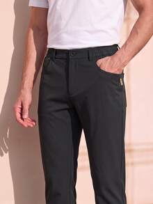 Officeau Men's Black Straight Leg Dress Pants, For Business Casual/Commuting, Gift For Father/Husband - Black - View 5