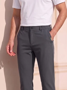 Officeau Men's Grey Straight Leg Dress Pants, For Business Casual/Commuting, Gift For Father/Husband - Grey - View 5